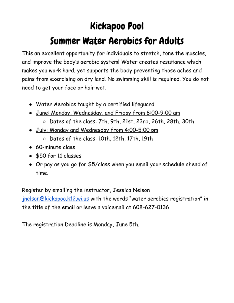 Summer Water Aerobics